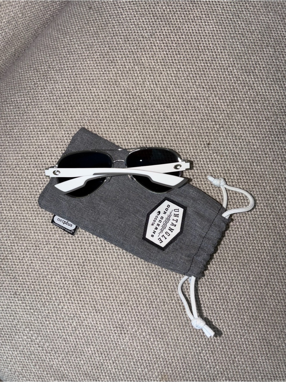 Costa White Frame Black Lens Sunglasses